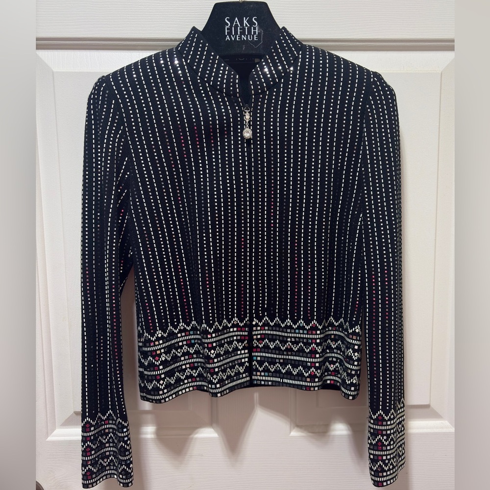 St. John Evening by Marie Gray Embellished Knit Blazer – Size 2